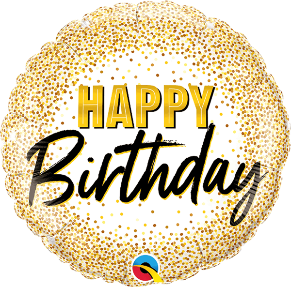 Happy Birthday Gold Glitter 18" Foil Balloon