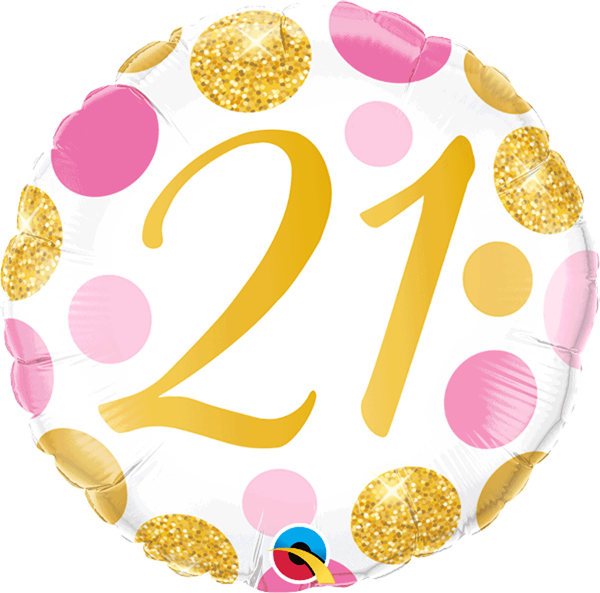 Pink & Gold Dots 21st Birthday 18" Foil Balloon
