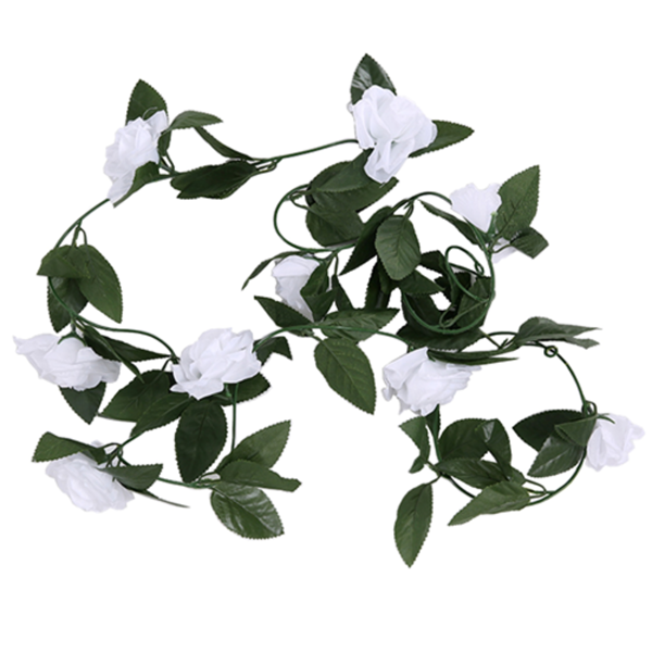 White Artificial Rose Garland 8ft