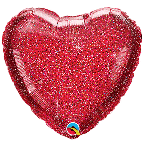 Glittergraphic Red 18" Heart Foil Balloon (Loose)