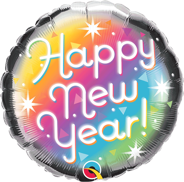 Happy New Year Retro Prismatic 18" Round Foil Balloon