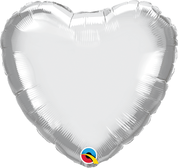 Qualatex Chrome Silver 18" Heart Foil Balloon (Pkgd)
