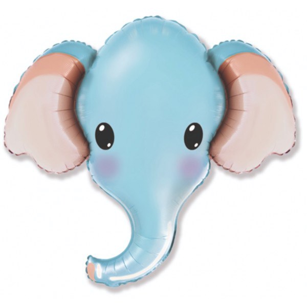 Blue Elephant Head 39" Jumbo Foil Balloon