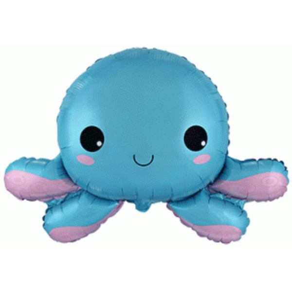 Blue Happy Octopus 31" Foil Balloon