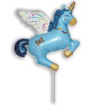 Blue Flying Unicorn 16" Air Fill Foil Balloon (Loose)