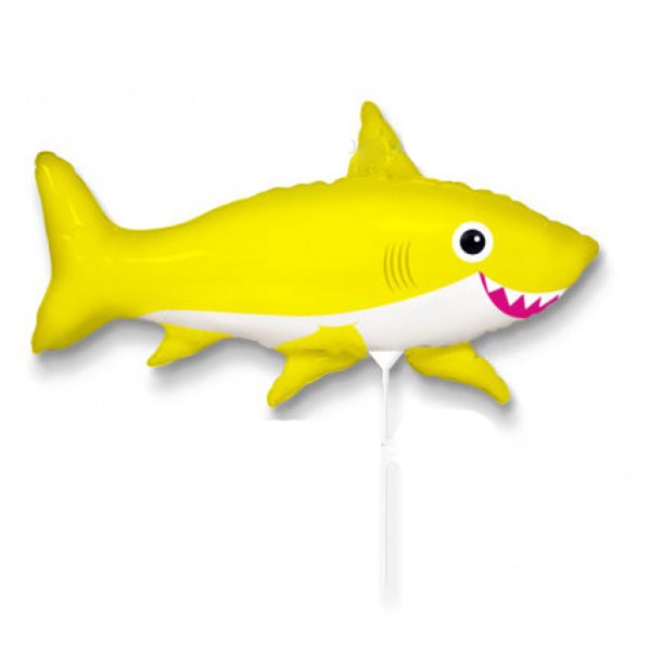 Yellow Happy Shark 14" Mini Shape Foil Balloon