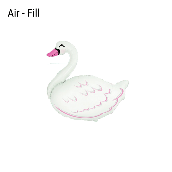 Mini Air Fill White Swan Foil Balloon