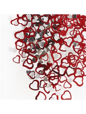 Red & Silver Heart Confetti 14g