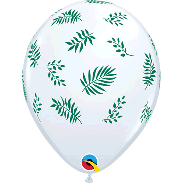 White Tropical Leaves 11" Latex Balloons 25pk