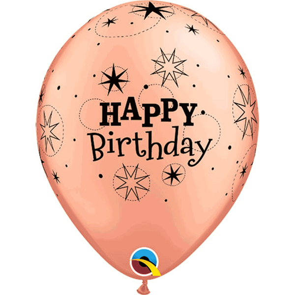Happy Birthday Sparkle Rose Gold 11" Latex Balloons 25pk