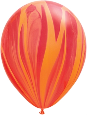 Qualatex 11" Red Orange Rainbow SuperAgate Latex Balloons 25pk