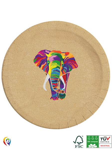 Wildlife Rainbow Elephant 23cm Paper Plates 8pk