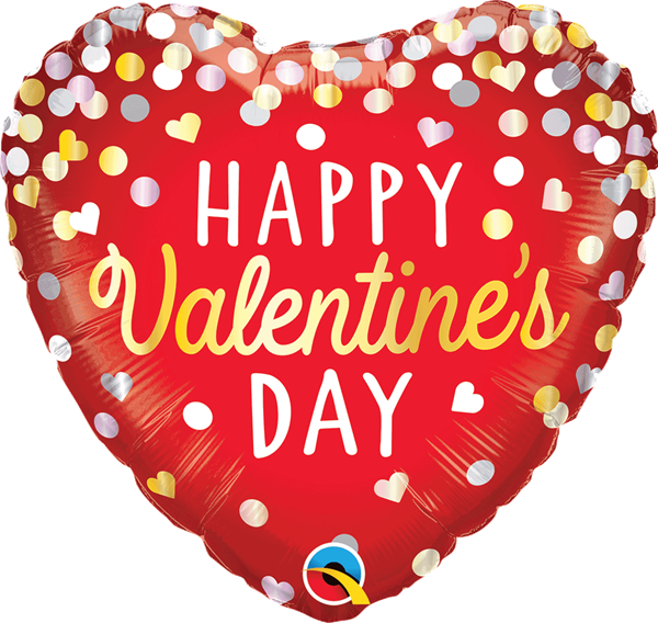 Valentine's Day Confetti 18" Heart Foil Balloon