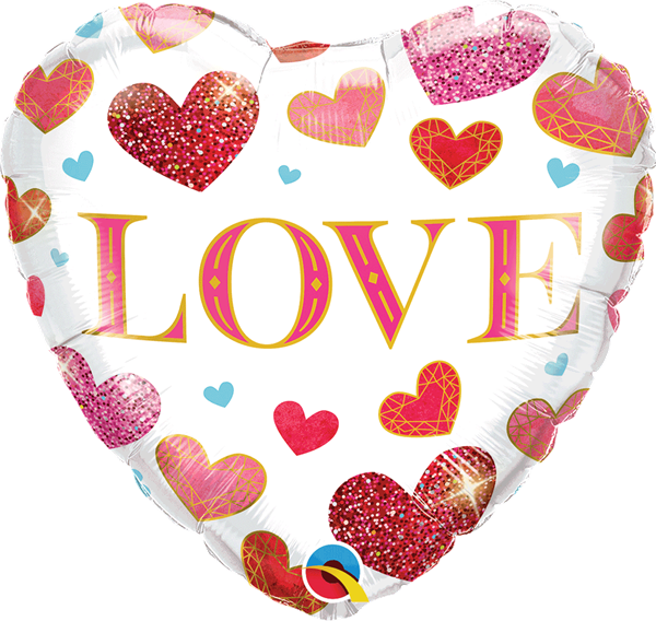 Valentine's Love Jewel Hearts 18" Foil Balloon