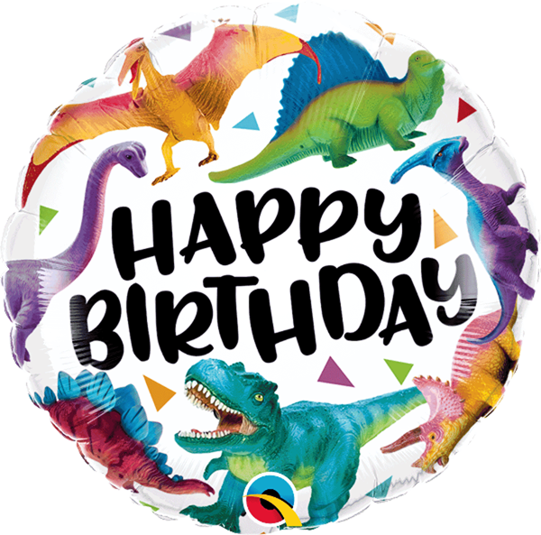 Happy Birthday Colourful Dinosaurs 18" Foil Balloon