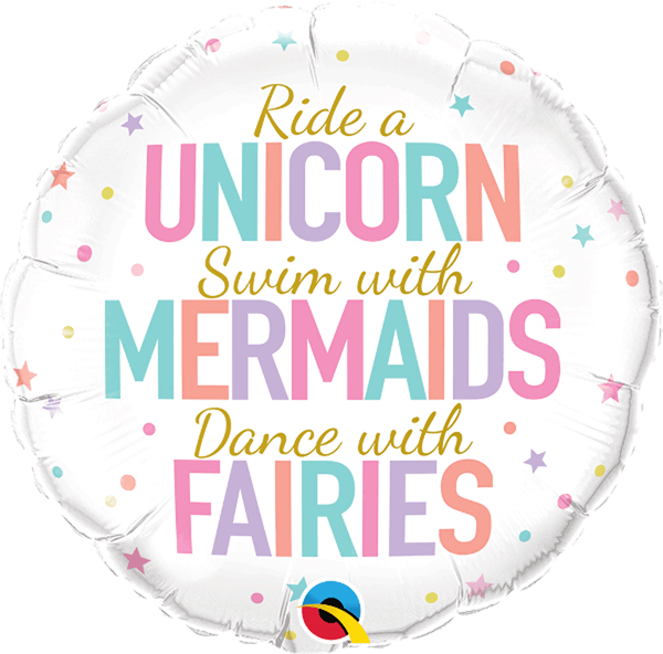 Unicorn Mermaids Fairies 18" Foil Balloon