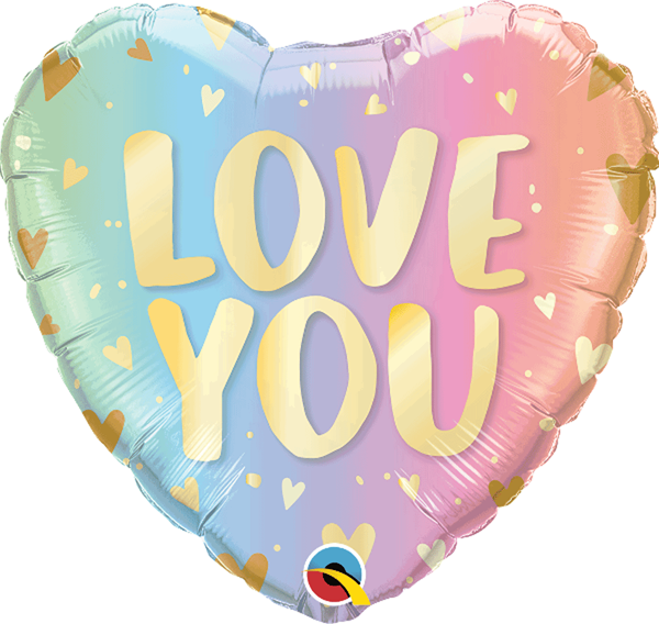 Love You Pastel Ombre 18" Heart Foil Balloon