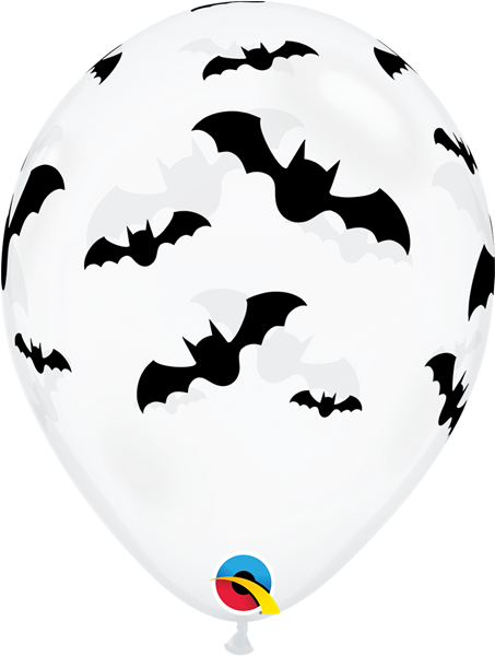 Halloween Bats Diamond Clear 11" Latex Balloons 6pk