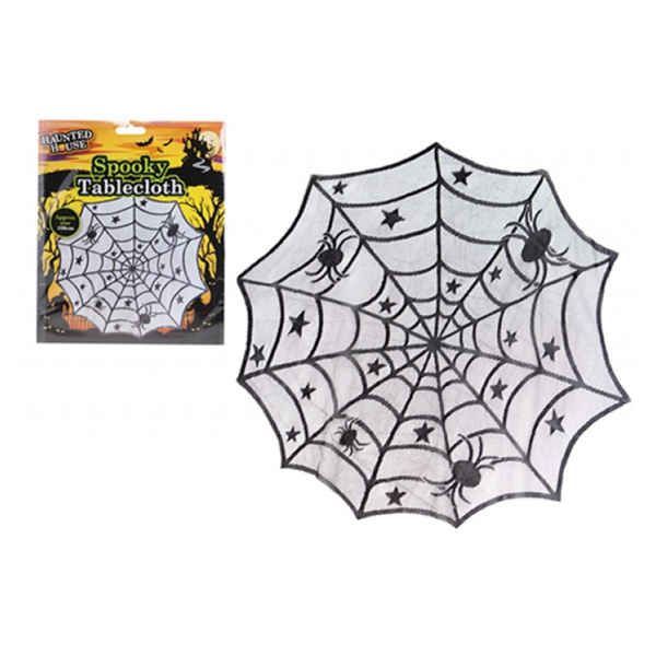 Halloween Spooky Spiders Web Round Polyester Tablecloth 39"