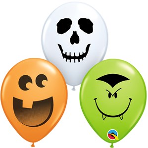 Halloween Face Assortment 5" Latex Balloons 100pk