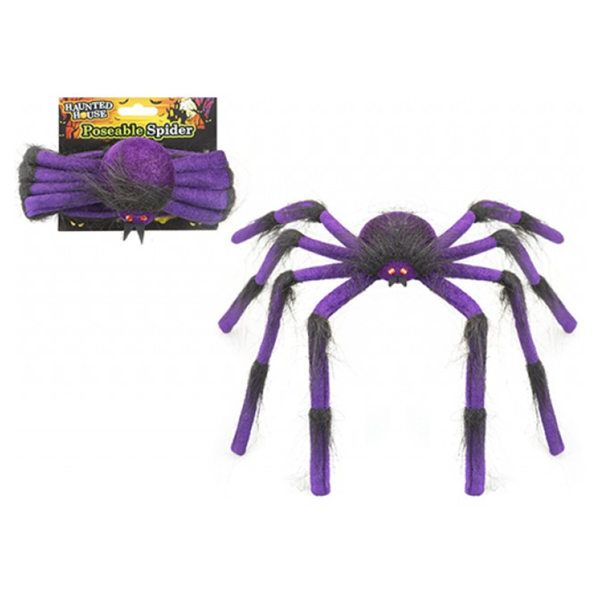 Halloween Purple and Black Posable Spider 47cm