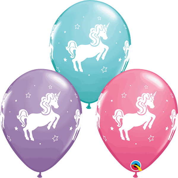 Whimsical Unicorn Assorted Colour 11" Latex Balloons 25pk