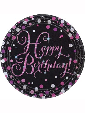 Happy Birthday Pink Celebration 9" Paper Plates 8pk