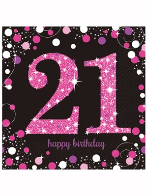 Happy 21st Birthday Pink Celebration Luncheon Napkins 16pk