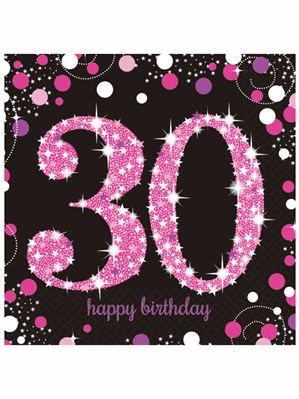 Happy 30th Birthday Pink Celebration Luncheon Napkins 16pk