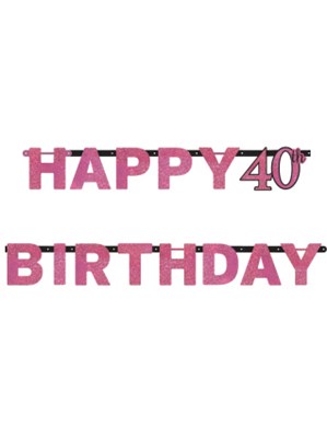 Pink Celebration Happy 40th Birthday Letter Banner