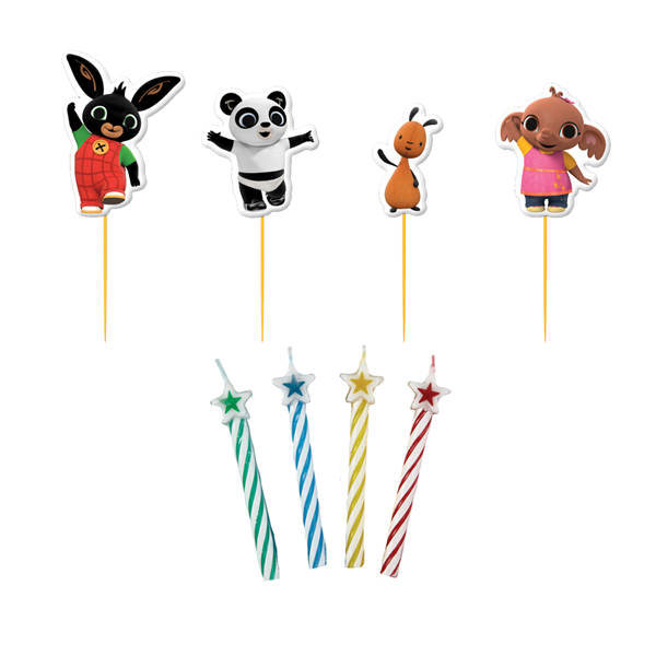 Bing Character Picks with Candles 4pk