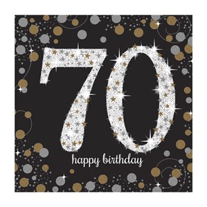 70th Birthday Gold Celebration Lunch Napkins 16pk