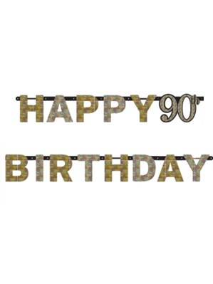 Gold Celebration Happy 90th Birthday Letter Banner