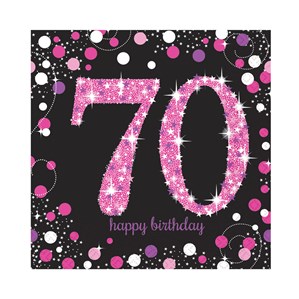70th Birthday Pink Celebration Lunch Napkins 16pk