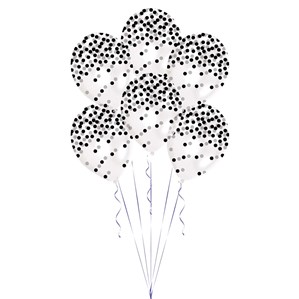 Black Printed Confetti Dots 11" Latex Balloons 6pk