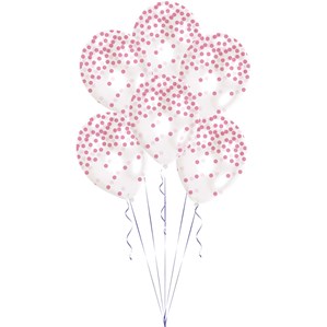Pink Printed Confetti Dots 11" Latex Balloons 6pk