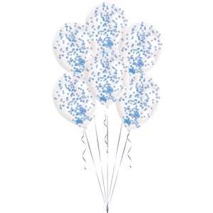 Blue Confetti 11" Latex Balloons Kit 6pk