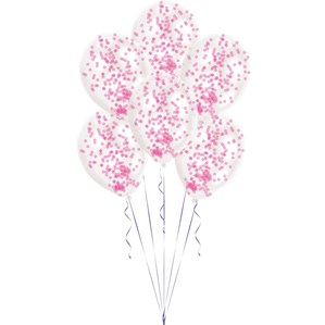 Pink Confetti 11" Latex Balloon Kit 6pk