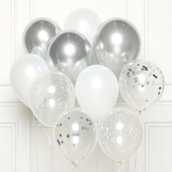 NEW Silver DIY 11" Latex Balloons 10pk