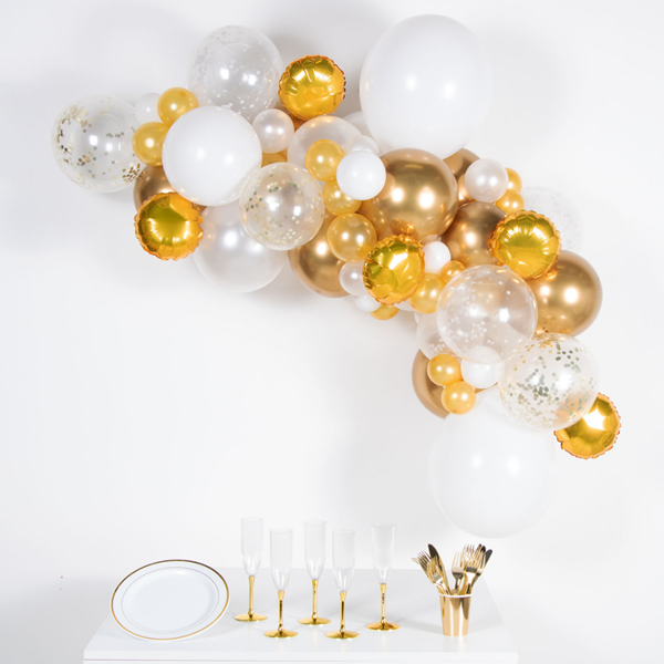 Gold & White DIY Foil Latex Balloon Garland Kit