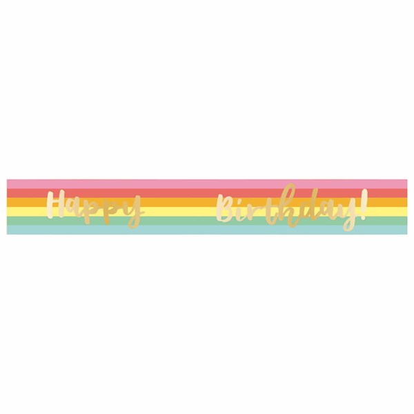 Add-An-Age Happy Birthday Striped Foil Banner 1.8m