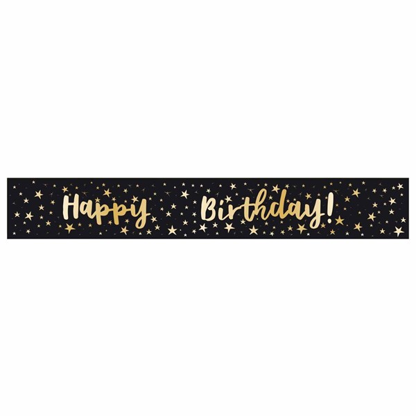 Add-An-Age Black & Gold Foil Happy Birthday Banner 1.8m