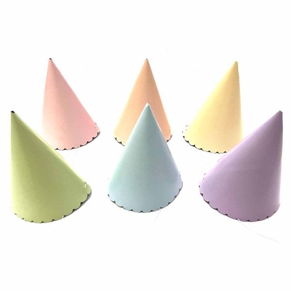 Pastel Paper Cone Party Hats 6pk