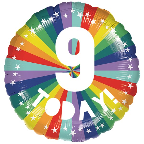 9th Birthday Bright Rainbow 18" Foil Balloon