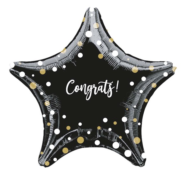 Congrats Black Star 18" Foil Balloon