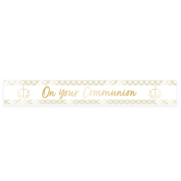 Gold On Your Communion Celebration Foil Banner 9ft
