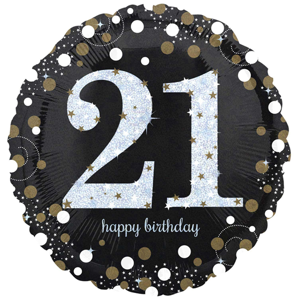 21st Birthday Black & Gold Celebration 18" Round Foil Balloon