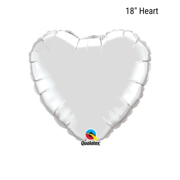 Qualatex 18" Platinum Silver Heart Foil Balloon Pkgd