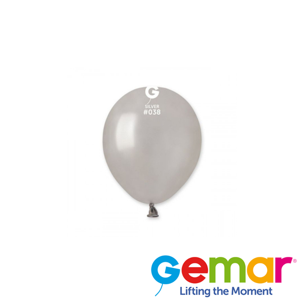 Gemar Metallic Silver 5" Latex Balloon 50pk