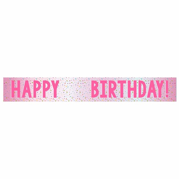 Add-An-Age Pink Happy Birthday Foil Banner 1.8m